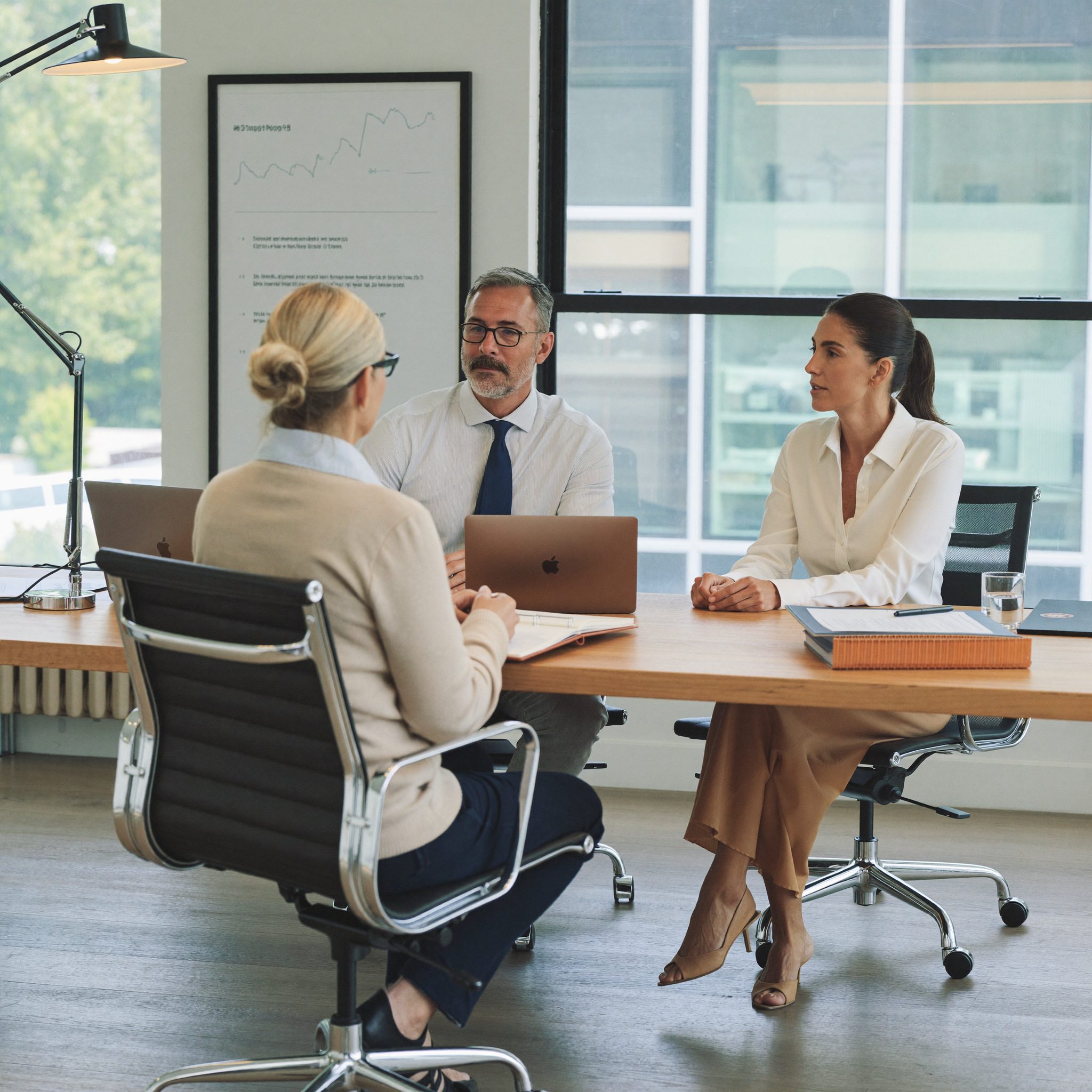Advisor reviewing an investment portfolio strategy with clients
