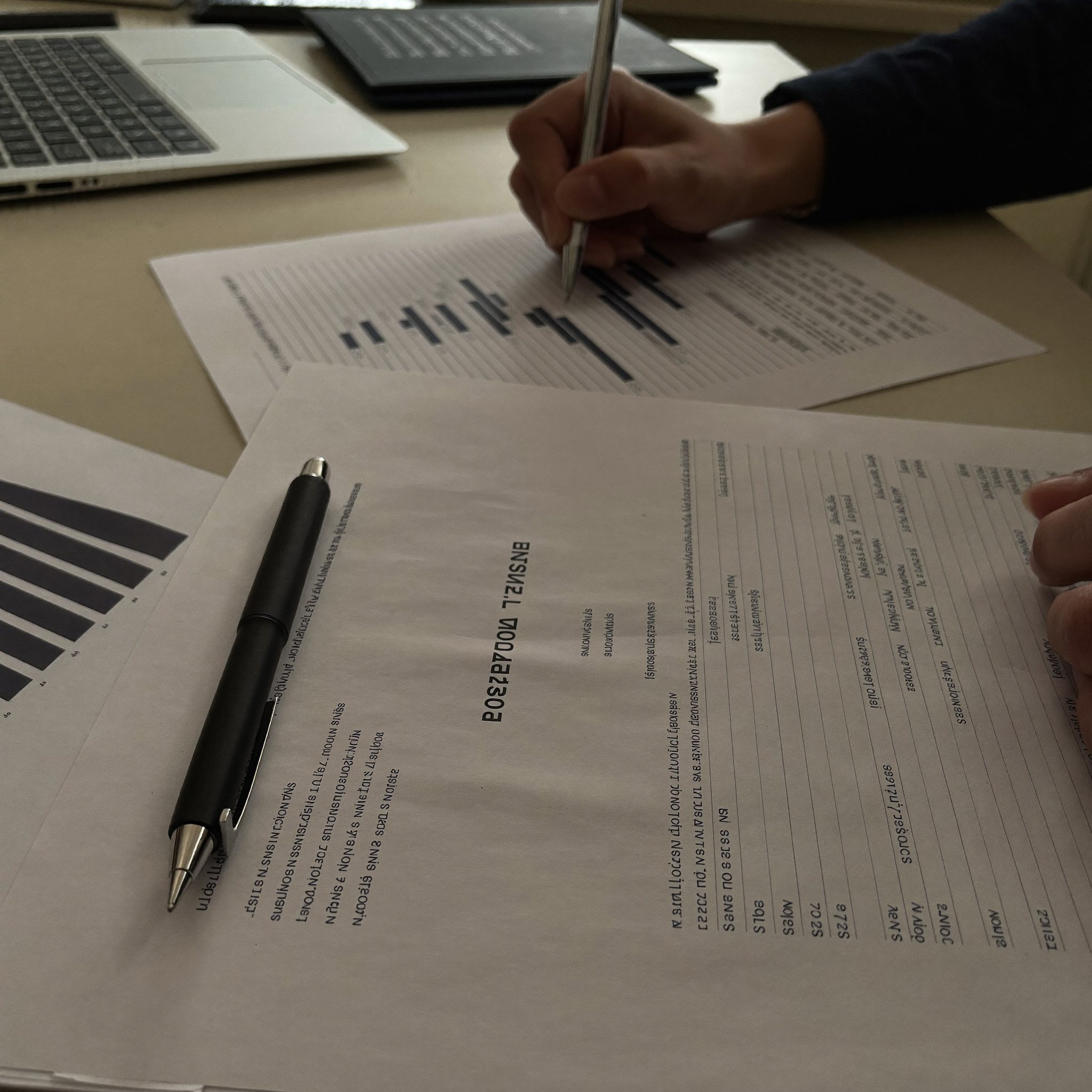 Hands reviewing retirement annuity and preservation fund documents